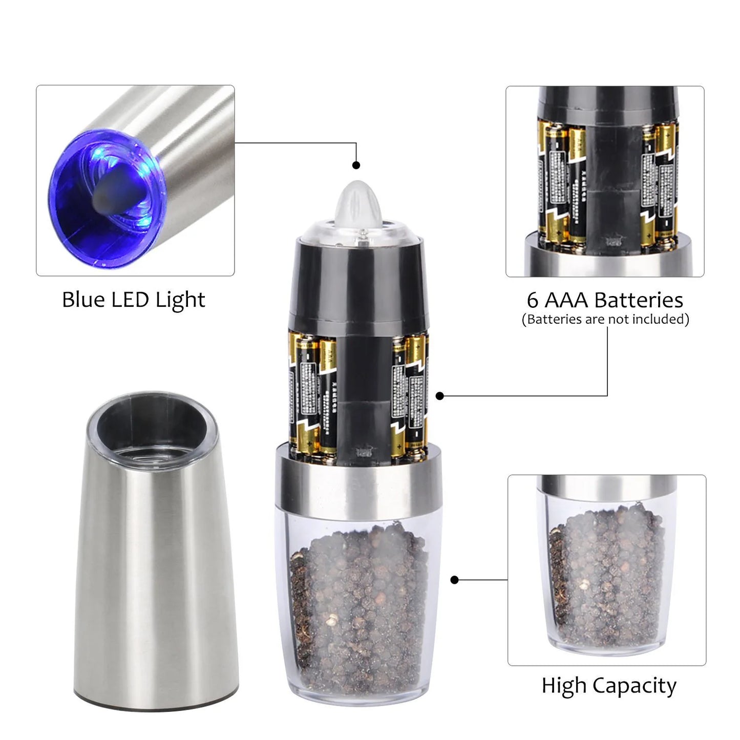 Electric Pepper Mill Sets,Herb Coffee Grinder,Automatic Gravity Induction